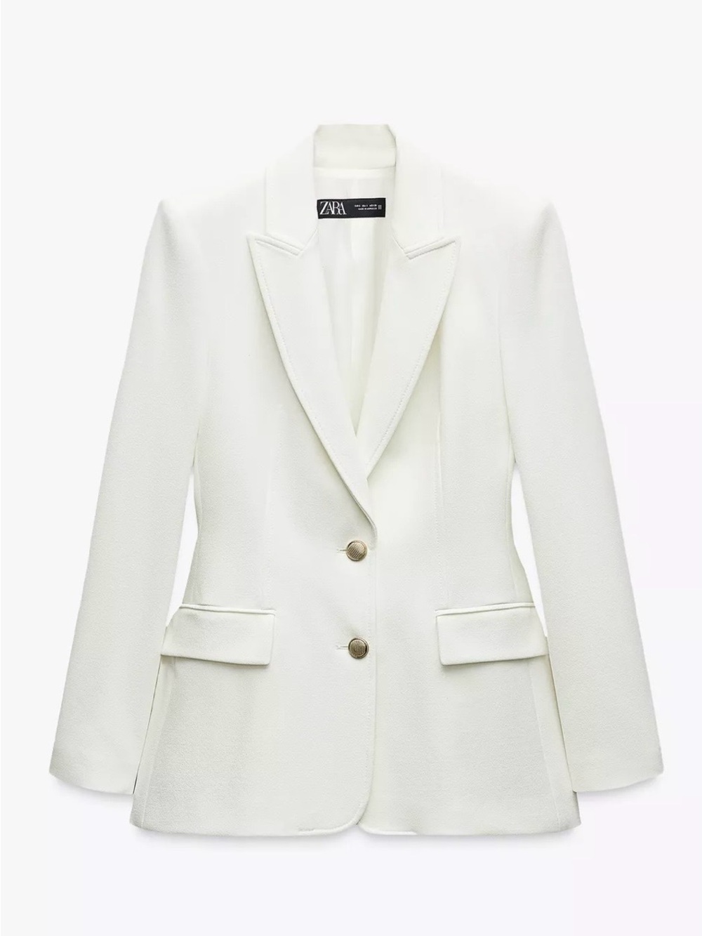 NWOT ZARA Fitted Shoulder Pad Blazer Oyster White L